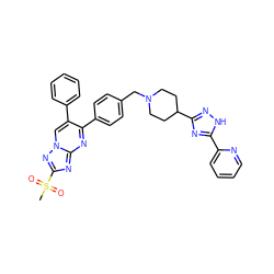 CS(=O)(=O)c1nc2nc(-c3ccc(CN4CCC(c5n[nH]c(-c6ccccn6)n5)CC4)cc3)c(-c3ccccc3)cn2n1 ZINC000167026934