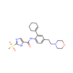 CS(=O)(=O)c1ncc(C(=O)Nc2ccc(CCN3CCOCC3)cc2C2=CCCCC2)[nH]1 ZINC000146924154