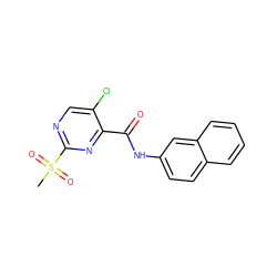 CS(=O)(=O)c1ncc(Cl)c(C(=O)Nc2ccc3ccccc3c2)n1 ZINC000000643945