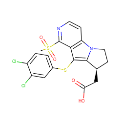 CS(=O)(=O)c1nccc2c1c(Sc1ccc(Cl)c(Cl)c1)c1n2CC[C@H]1CC(=O)O ZINC000038564847