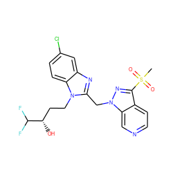 CS(=O)(=O)c1nn(Cc2nc3cc(Cl)ccc3n2CC[C@H](O)C(F)F)c2cnccc12 ZINC000206816745