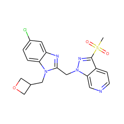 CS(=O)(=O)c1nn(Cc2nc3cc(Cl)ccc3n2CC2COC2)c2cnccc12 ZINC000206945557