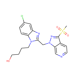 CS(=O)(=O)c1nn(Cc2nc3cc(Cl)ccc3n2CCCCO)c2cnccc12 ZINC000206805685