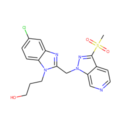 CS(=O)(=O)c1nn(Cc2nc3cc(Cl)ccc3n2CCCO)c2cnccc12 ZINC000206795609