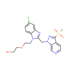 CS(=O)(=O)c1nn(Cc2nc3cc(Cl)ccc3n2CCOCCO)c2cnccc12 ZINC000206805911