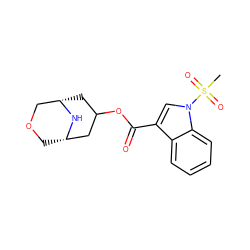 CS(=O)(=O)n1cc(C(=O)OC2C[C@H]3COC[C@@H](C2)N3)c2ccccc21 ZINC001772603729