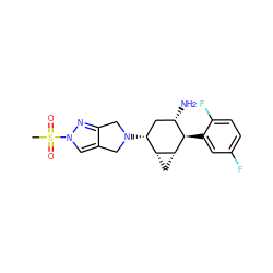 CS(=O)(=O)n1cc2c(n1)CN([C@@H]1C[C@H](N)[C@@H](c3cc(F)ccc3F)[C@@H]3C[C@@H]31)C2 ZINC000211535694