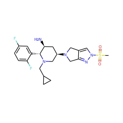 CS(=O)(=O)n1cc2c(n1)CN([C@@H]1C[C@H](N)[C@@H](c3cc(F)ccc3F)N(CC3CC3)C1)C2 ZINC000169701992