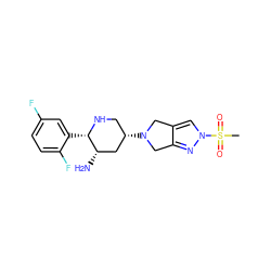 CS(=O)(=O)n1cc2c(n1)CN([C@H]1CN[C@@H](c3cc(F)ccc3F)[C@@H](N)C1)C2 ZINC000169701980