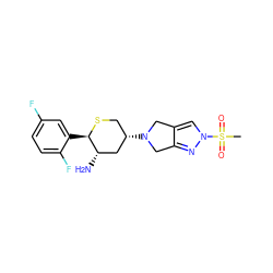 CS(=O)(=O)n1cc2c(n1)CN([C@H]1CS[C@H](c3cc(F)ccc3F)[C@@H](N)C1)C2 ZINC000072317936