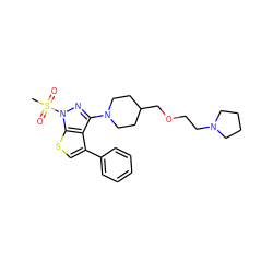 CS(=O)(=O)n1nc(N2CCC(COCCN3CCCC3)CC2)c2c(-c3ccccc3)csc21 ZINC000146370006