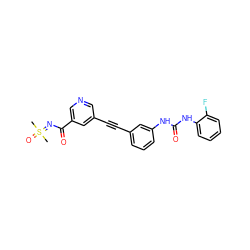 CS(C)(=O)=NC(=O)c1cncc(C#Cc2cccc(NC(=O)Nc3ccccc3F)c2)c1 ZINC001772587162