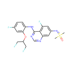 CS(C)(=O)=Nc1cc(F)c2c(Nc3ccc(F)cc3OC(CF)CF)ncnc2c1 ZINC001772636455