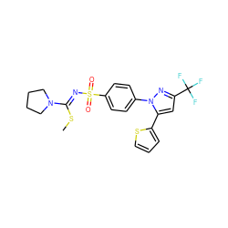 CS/C(=N\S(=O)(=O)c1ccc(-n2nc(C(F)(F)F)cc2-c2cccs2)cc1)N1CCCC1 ZINC000013464017