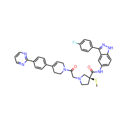 CS[C@@]1(C(=O)Nc2ccc3[nH]nc(-c4ccc(F)cc4)c3c2)CCN(CC(=O)N2CC=C(c3ccc(-c4ncccn4)cc3)CC2)C1 ZINC000096174206