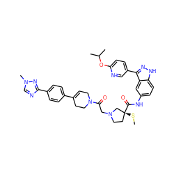 CS[C@@]1(C(=O)Nc2ccc3[nH]nc(-c4ccc(OC(C)C)nc4)c3c2)CCN(CC(=O)N2CC=C(c3ccc(-c4ncn(C)n4)cc3)CC2)C1 ZINC000165622462