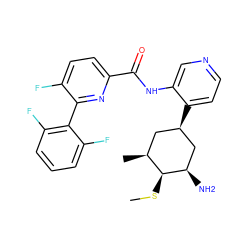 CS[C@H]1[C@@H](C)C[C@@H](c2ccncc2NC(=O)c2ccc(F)c(-c3c(F)cccc3F)n2)C[C@H]1N ZINC000149241543