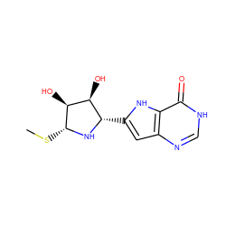 CS[C@H]1N[C@@H](c2cc3nc[nH]c(=O)c3[nH]2)[C@H](O)[C@@H]1O ZINC000064755163