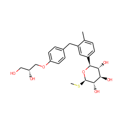 CS[C@H]1O[C@@H](c2ccc(C)c(Cc3ccc(OC[C@H](O)CO)cc3)c2)[C@H](O)[C@@H](O)[C@@H]1O ZINC000222114801