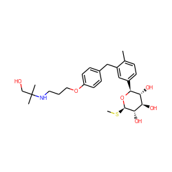 CS[C@H]1O[C@@H](c2ccc(C)c(Cc3ccc(OCCCNC(C)(C)CO)cc3)c2)[C@H](O)[C@@H](O)[C@@H]1O ZINC000205636294