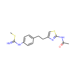 CSC(=N)Nc1ccc(CCc2csc(NC(C)=O)n2)cc1 ZINC000095584925