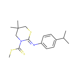 CSC(=S)N1CC(C)(C)CS/C1=N\c1ccc(C(C)C)cc1 ZINC000028948333