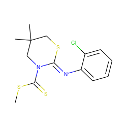 CSC(=S)N1CC(C)(C)CS/C1=N\c1ccccc1Cl ZINC000028948359