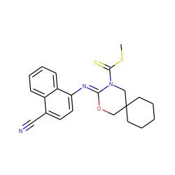 CSC(=S)N1CC2(CCCCC2)CO/C1=N\c1ccc(C#N)c2ccccc12 ZINC000040413711