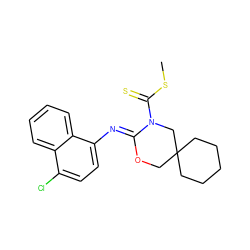 CSC(=S)N1CC2(CCCCC2)CO/C1=N\c1ccc(Cl)c2ccccc12 ZINC000040919295