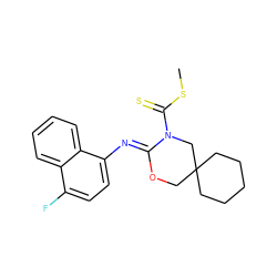 CSC(=S)N1CC2(CCCCC2)CO/C1=N\c1ccc(F)c2ccccc12 ZINC000040919155