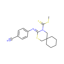 CSC(=S)N1CC2(CCCCC2)CS/C1=N\c1ccc(C#N)cc1 ZINC000028822609