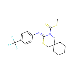 CSC(=S)N1CC2(CCCCC2)CS/C1=N\c1ccc(C(F)(F)F)cc1 ZINC000028822607