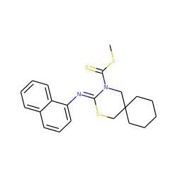 CSC(=S)N1CC2(CCCCC2)CS/C1=N\c1cccc2ccccc12 ZINC000013980848