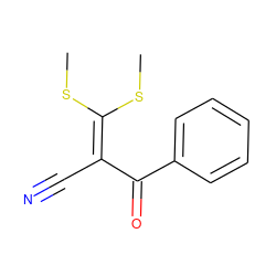 CSC(SC)=C(C#N)C(=O)c1ccccc1 ZINC000000166054