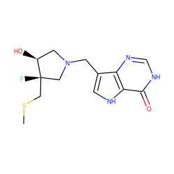 CSC[C@@]1(F)CN(Cc2c[nH]c3c(=O)[nH]cnc23)C[C@@H]1O ZINC000040394129