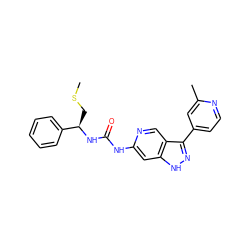 CSC[C@@H](NC(=O)Nc1cc2[nH]nc(-c3ccnc(C)c3)c2cn1)c1ccccc1 ZINC000219767966