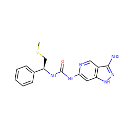 CSC[C@@H](NC(=O)Nc1cc2[nH]nc(N)c2cn1)c1ccccc1 ZINC001772627981