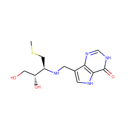 CSC[C@@H](NCc1c[nH]c2c(=O)[nH]cnc12)[C@H](O)CO ZINC000117610066