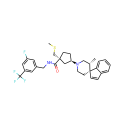 CSC[C@]1(C(=O)NCc2cc(F)cc(C(F)(F)F)c2)CC[C@@H](N2CC[C@]3(C=Cc4ccccc43)[C@@H](C)C2)C1 ZINC000028704096