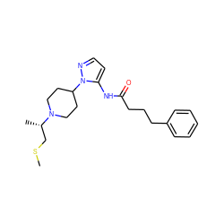 CSC[C@H](C)N1CCC(n2nccc2NC(=O)CCCc2ccccc2)CC1 ZINC000011874873