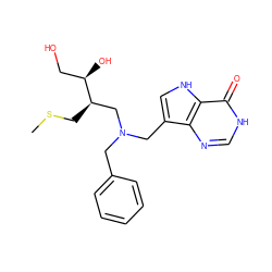 CSC[C@H](CN(Cc1ccccc1)Cc1c[nH]c2c(=O)[nH]cnc12)[C@H](O)CO ZINC000117611553