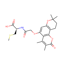 CSC[C@H](NC(=O)COc1cc2c(c3oc(=O)c(C)c(C)c13)CCC(C)(C)O2)C(=O)O ZINC000012890561