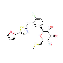 CSC[C@H]1O[C@@H](c2ccc(Cl)c(Cc3ncc(-c4ccco4)s3)c2)[C@H](O)[C@@H](O)[C@@H]1O ZINC000066262318