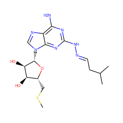 CSC[C@H]1O[C@@H](n2cnc3c(N)nc(N/N=C/CC(C)C)nc32)[C@H](O)[C@@H]1O ZINC000013472028