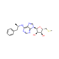 CSC[C@H]1O[C@H](n2cnc3c(N[C@H](C)Cc4ccccc4)ncnc32)[C@H](O)[C@@H]1O ZINC000049020721