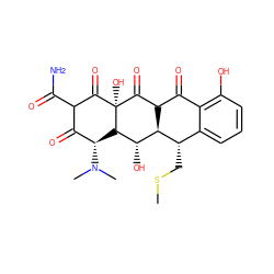 CSC[C@H]1c2cccc(O)c2C(=O)C2C(=O)[C@]3(O)C(=O)C(C(N)=O)C(=O)[C@@H](N(C)C)[C@@H]3[C@@H](O)[C@@H]21 ZINC000100754249