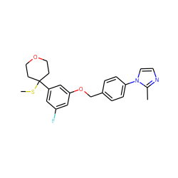 CSC1(c2cc(F)cc(OCc3ccc(-n4ccnc4C)cc3)c2)CCOCC1 ZINC000000580631