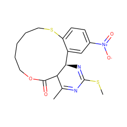 CSC1=N[C@@H]2c3cc([N+](=O)[O-])ccc3SCCCCCOC(=O)C2C(C)=N1 ZINC000000605590