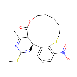 CSC1=N[C@@H]2c3cccc([N+](=O)[O-])c3SCCCCCOC(=O)C2C(C)=N1 ZINC000000598293