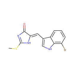 CSC1=NC(=O)/C(=C/c2c[nH]c3c(Br)cccc23)N1 ZINC000101514094